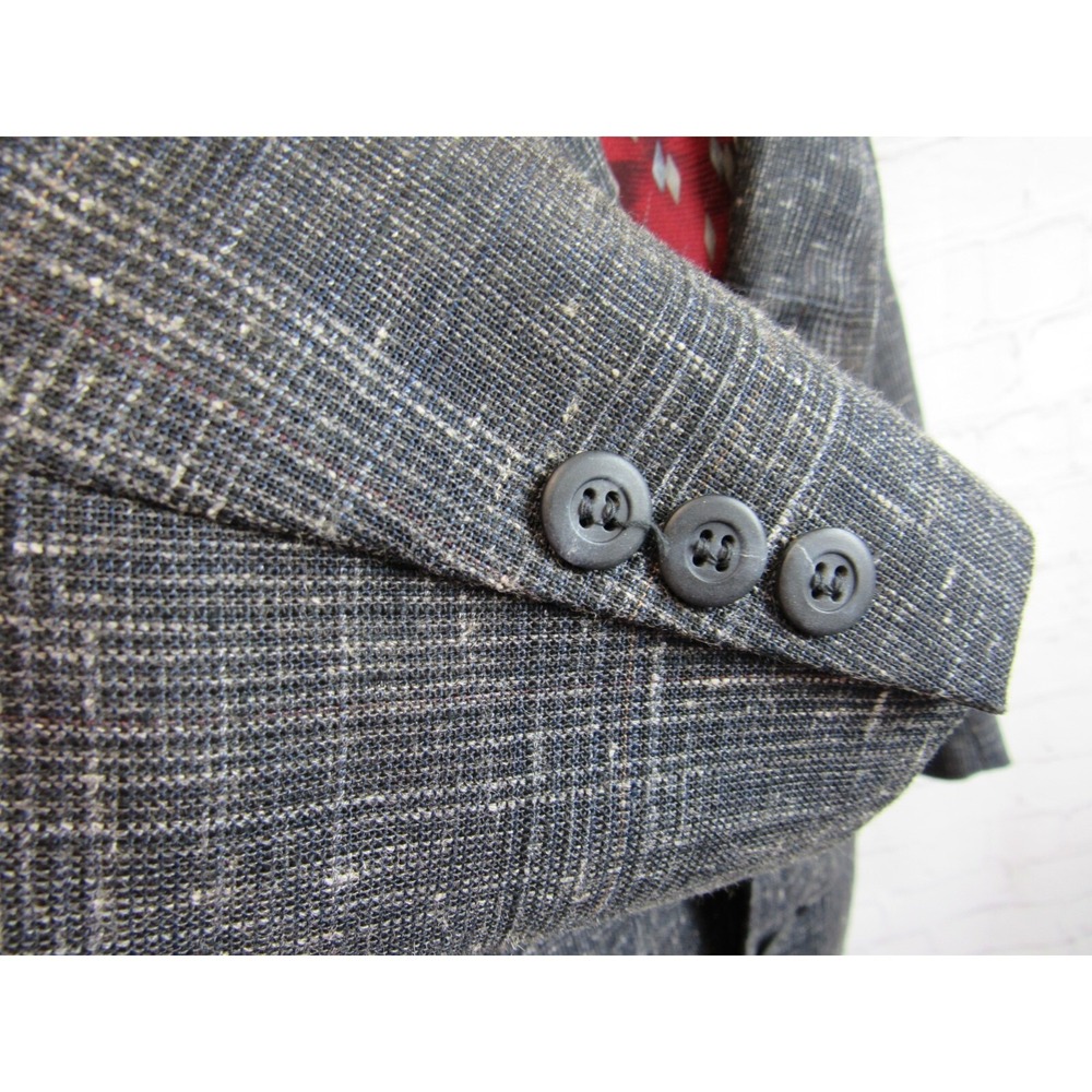 NEW VTG Adams Row Sport Coat Gray Textured Weave Poly/Linen/Wool Size 42R USA